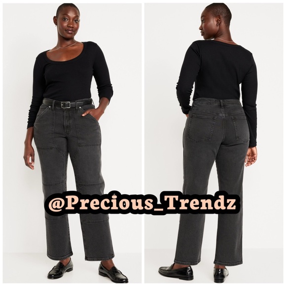 Old Navy High-Waisted OG Loose Utility Jeans Women’s Size 30 Faded Black - Picture 6 of 6